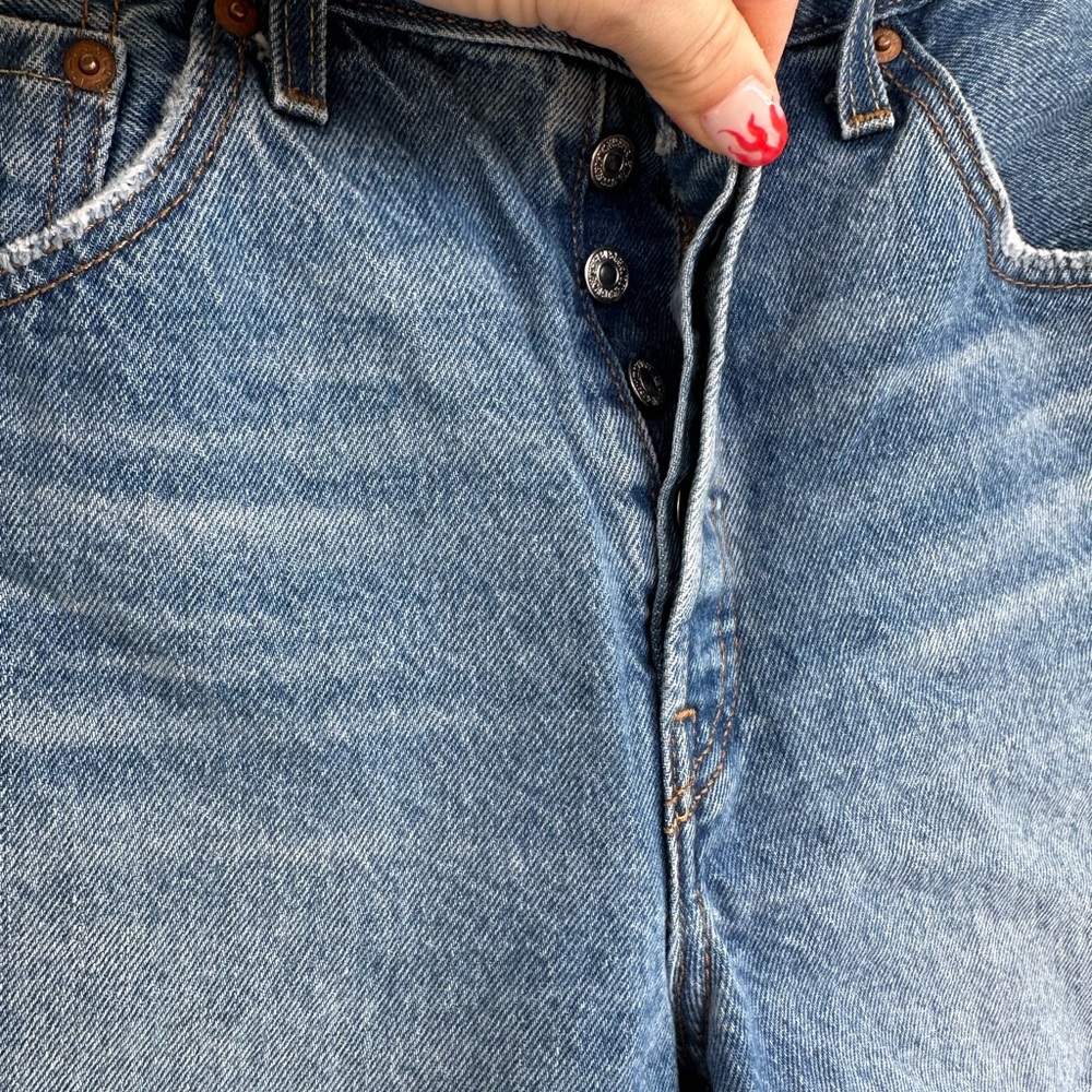 Levi's Blue Distressed Jean Shorts - Picture 3 of 6